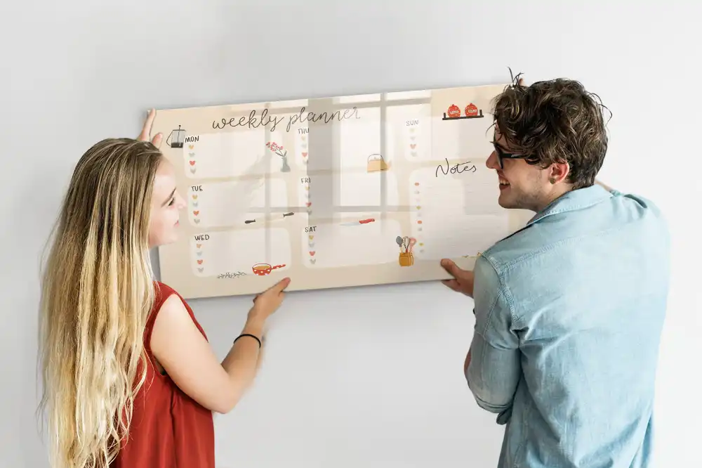 Tableau magnétique hebdomadaire pour organisation et dessin