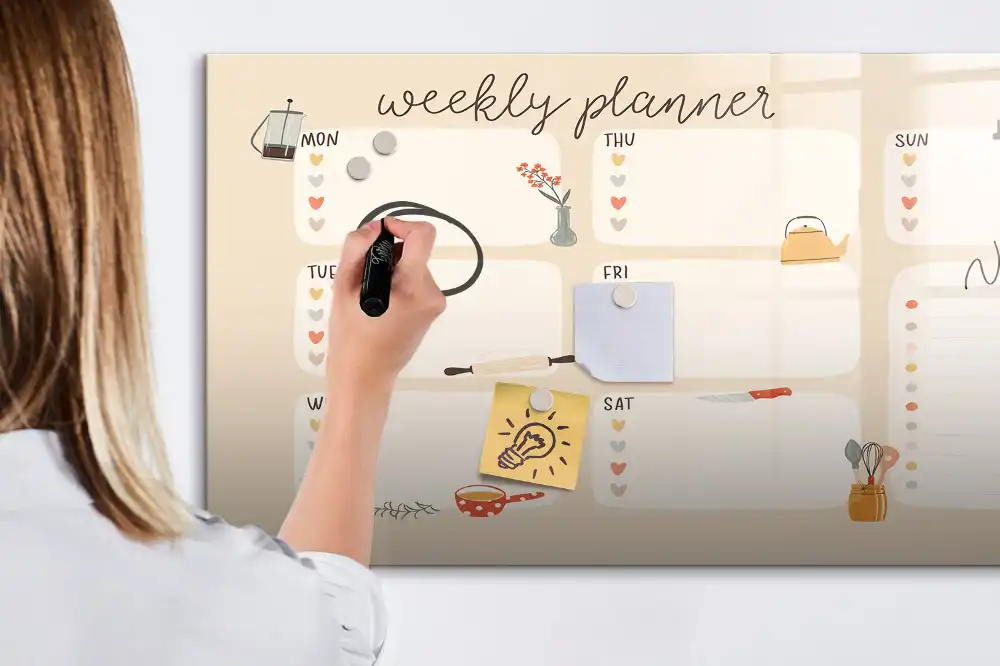 Tableau magnétique hebdomadaire pour organisation et dessin