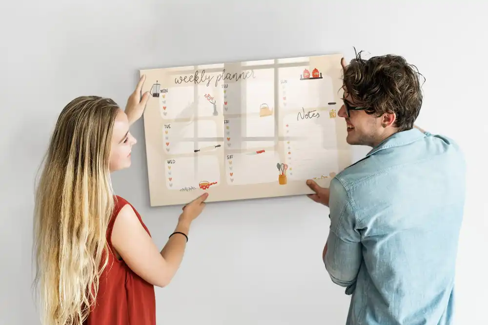 Tableau magnétique hebdomadaire pour organisation et dessin