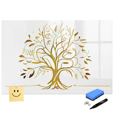 Tableau magnétique pour écriture motif arbre de vie doré