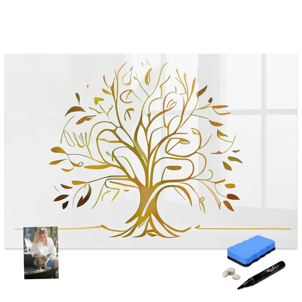 Tableau magnétique pour écriture motif arbre de vie doré