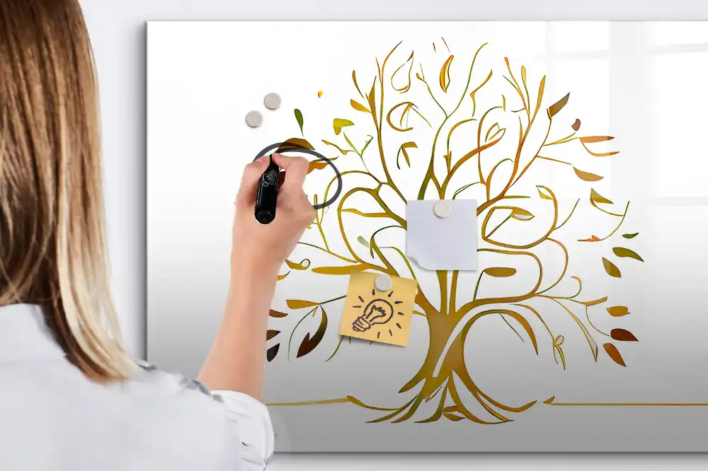 Tableau magnétique pour écriture motif arbre de vie doré