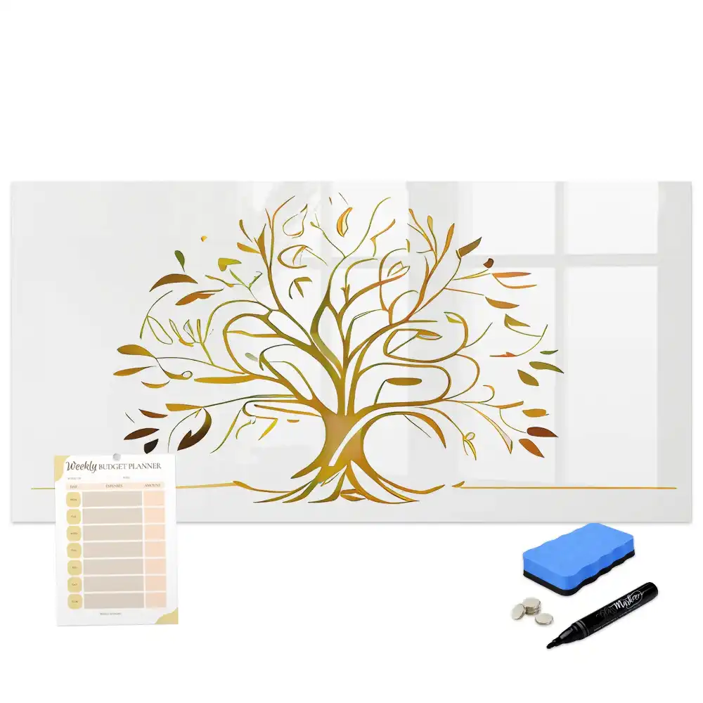 Tableau magnétique pour écriture motif arbre de vie doré