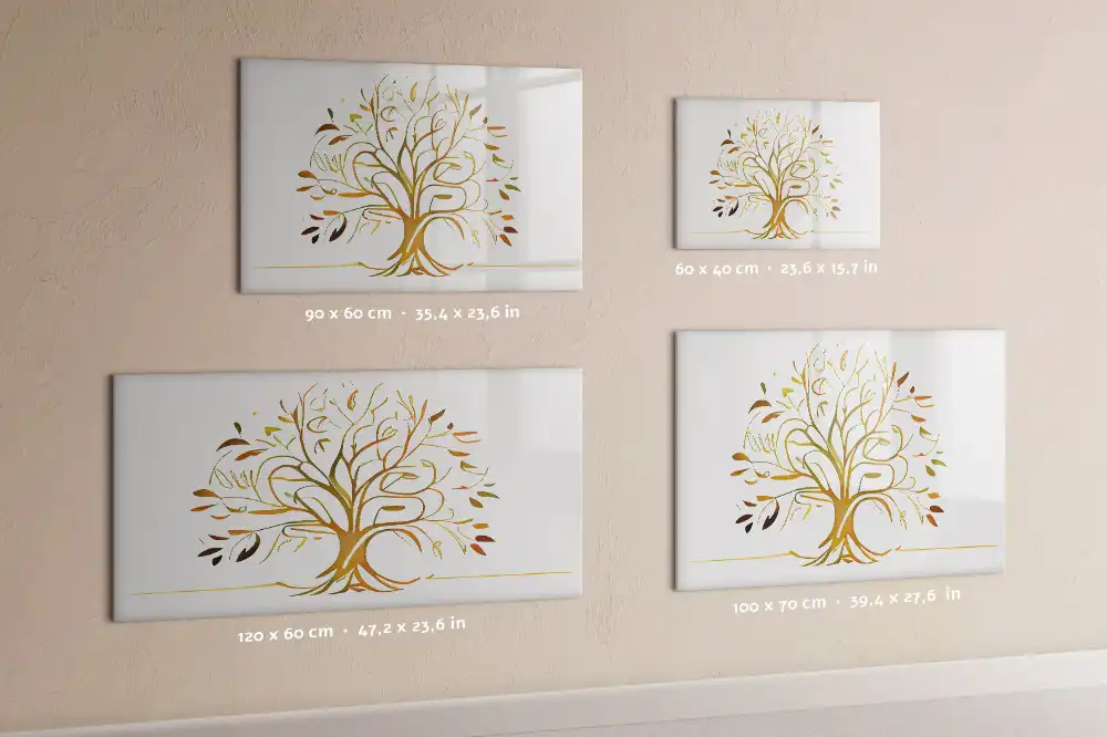 Tableau magnétique pour écriture motif arbre de vie doré