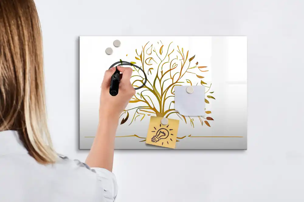 Tableau magnétique pour écriture motif arbre de vie doré