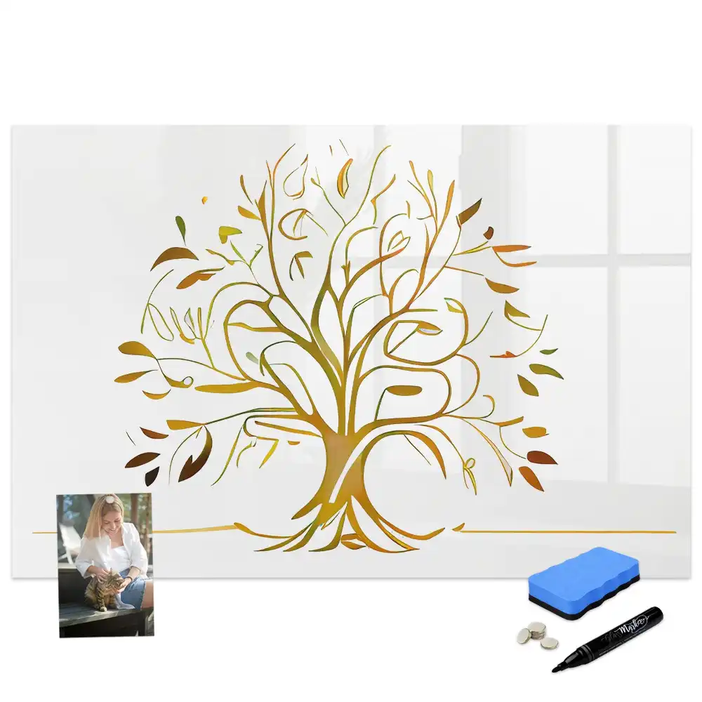 Tableau magnétique pour écriture motif arbre de vie doré