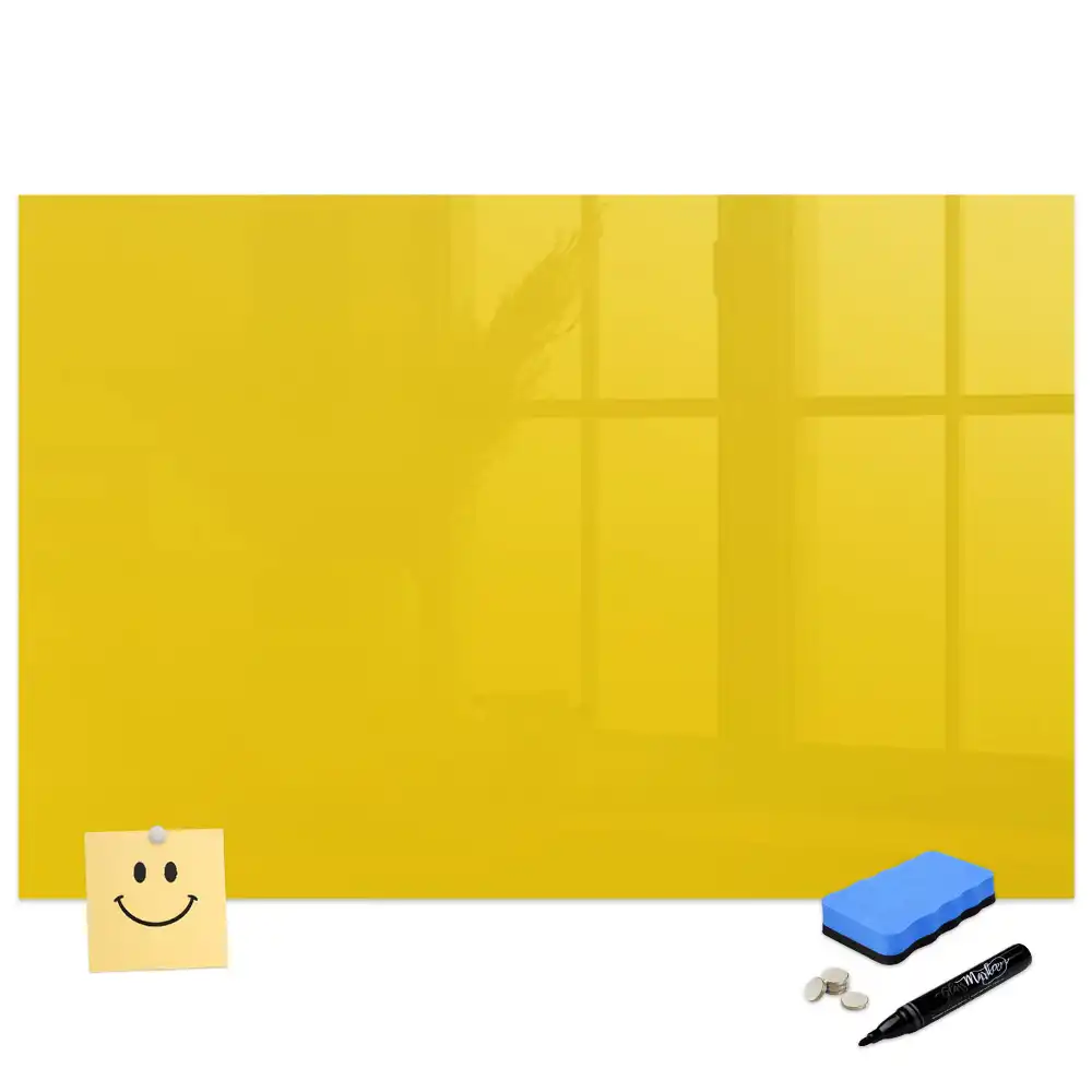 Tableau blanc magnétique effaçable à sec jaune clair