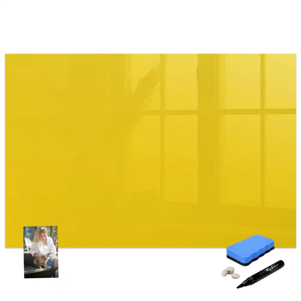 Tableau blanc magnétique effaçable à sec jaune clair