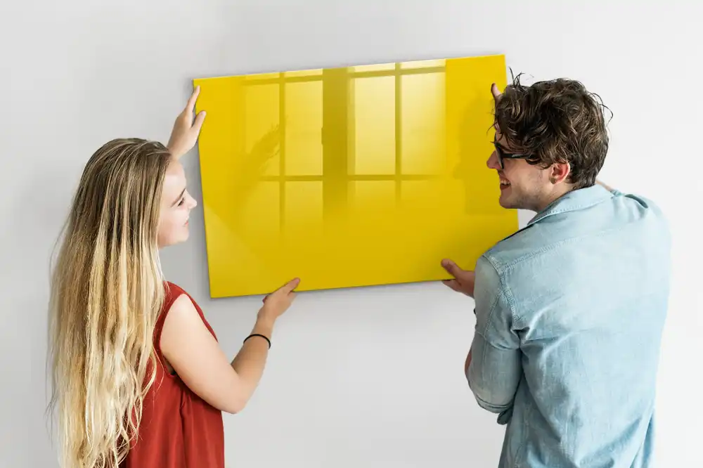 Tableau blanc magnétique effaçable à sec jaune clair