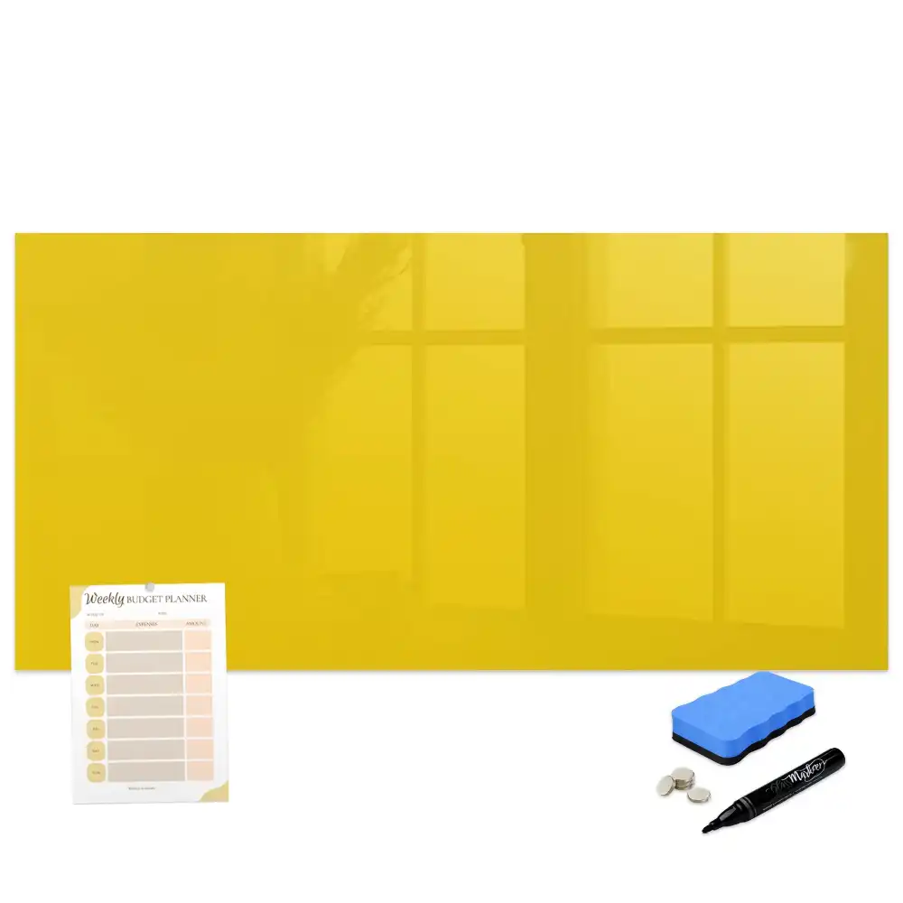 Tableau blanc magnétique effaçable à sec jaune clair