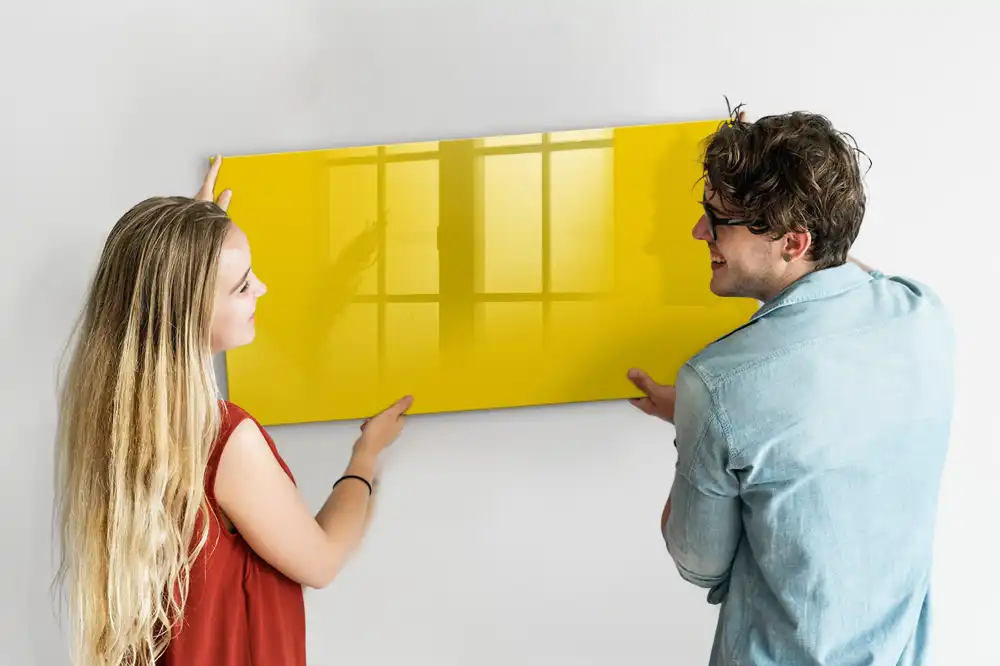 Tableau blanc magnétique effaçable à sec jaune clair