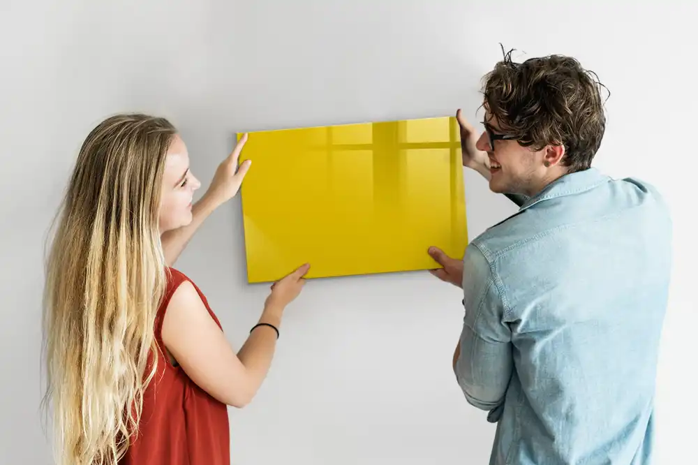Tableau blanc magnétique effaçable à sec jaune clair