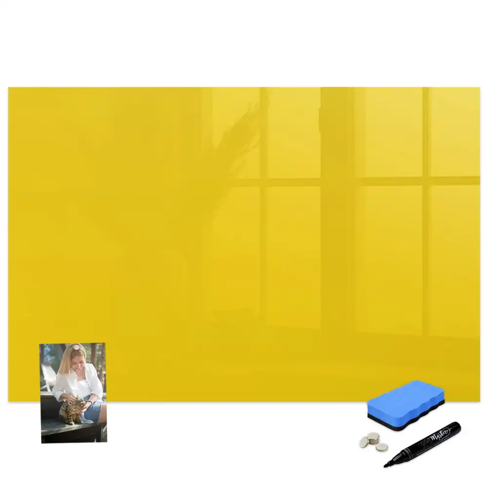 Tableau blanc magnétique effaçable à sec jaune clair