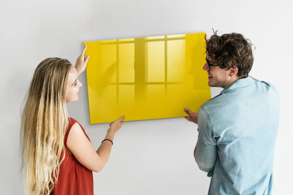 Tableau blanc magnétique effaçable à sec jaune clair