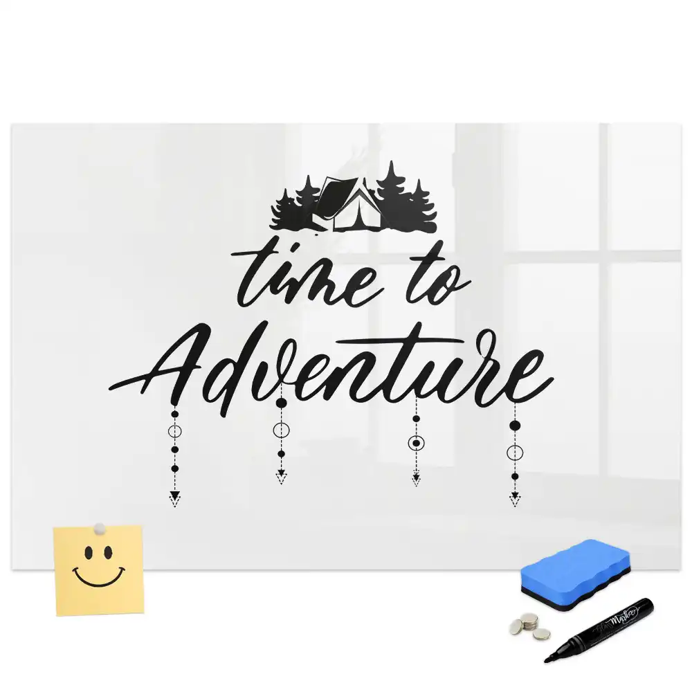 Tableau blanc magnétique effaçable à sec L'heure est à l'aventure