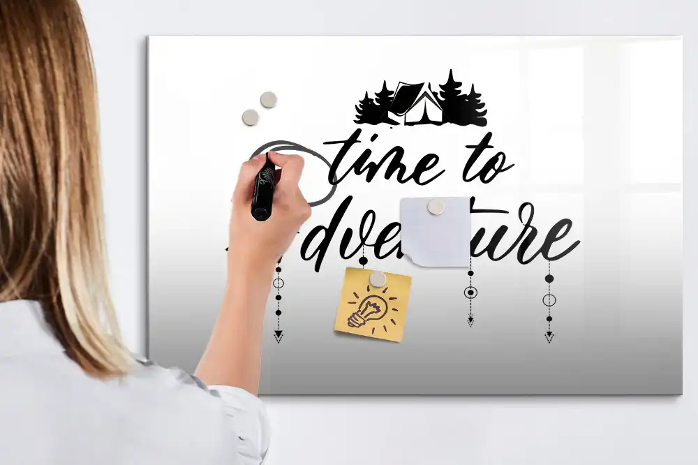 Tableau blanc magnétique effaçable à sec L'heure est à l'aventure