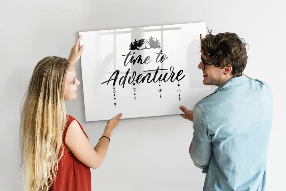 Tableau blanc magnétique effaçable à sec L'heure est à l'aventure