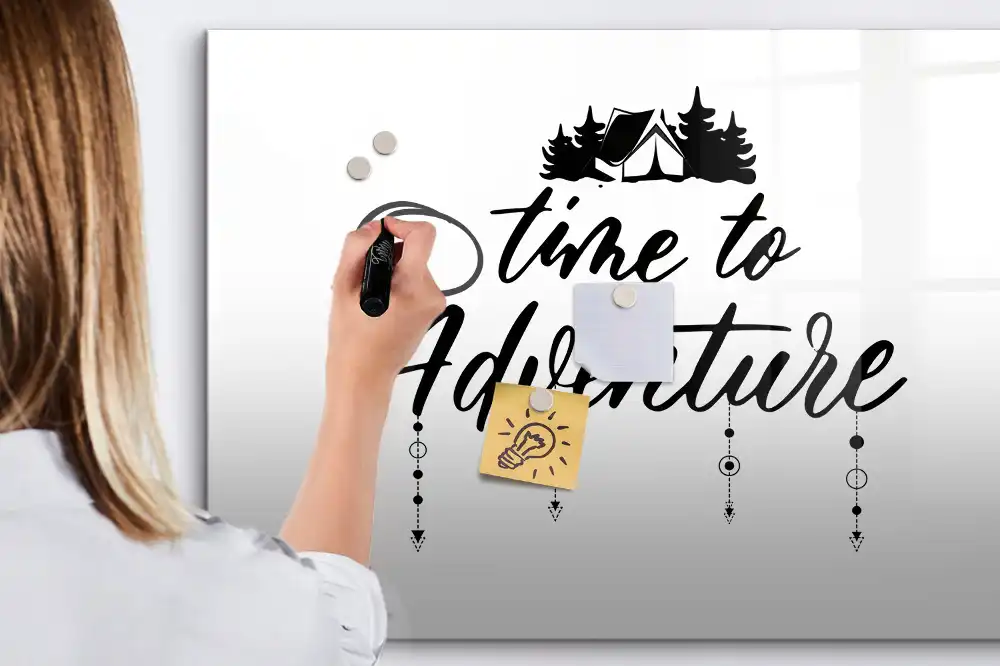 Tableau blanc magnétique effaçable à sec L'heure est à l'aventure