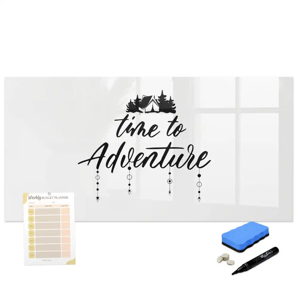 Tableau blanc magnétique effaçable à sec L'heure est à l'aventure