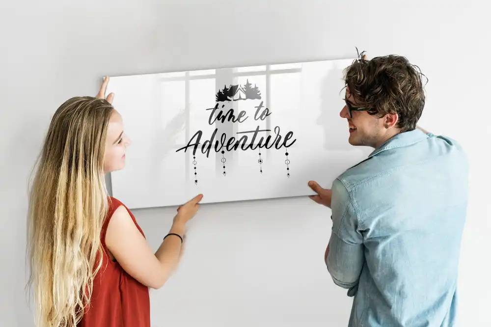 Tableau blanc magnétique effaçable à sec L'heure est à l'aventure