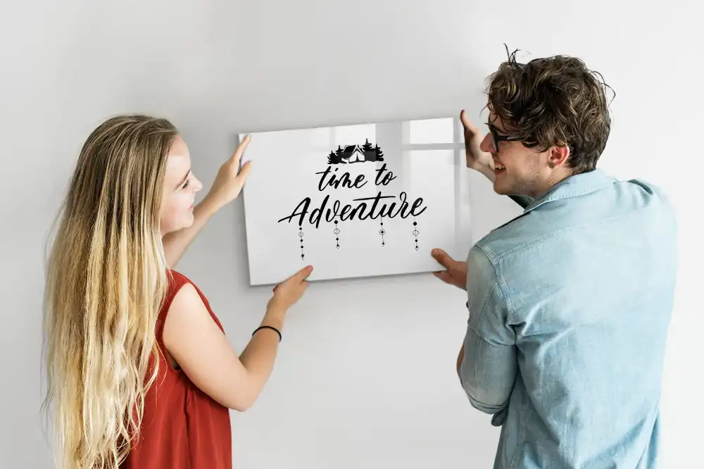 Tableau blanc magnétique effaçable à sec L'heure est à l'aventure