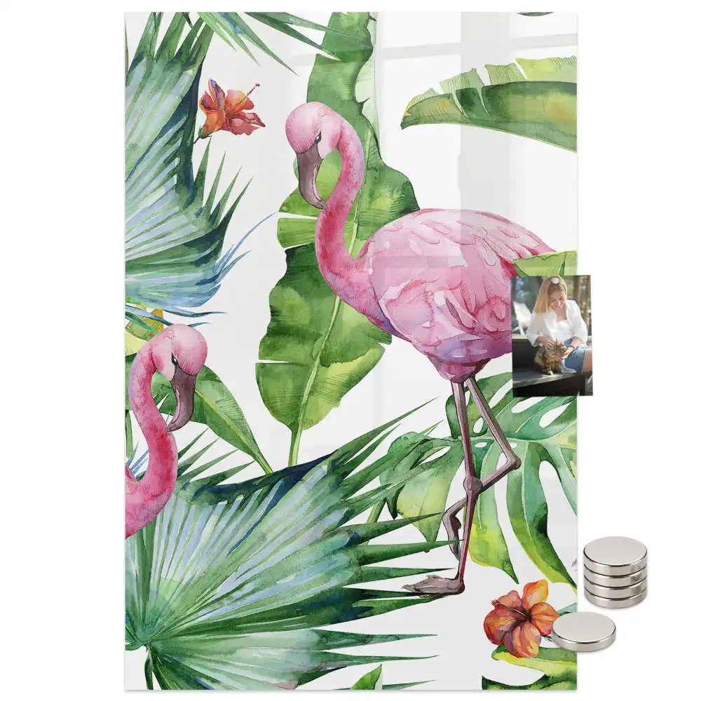 Tableau magnétique artistique motif flamant rose