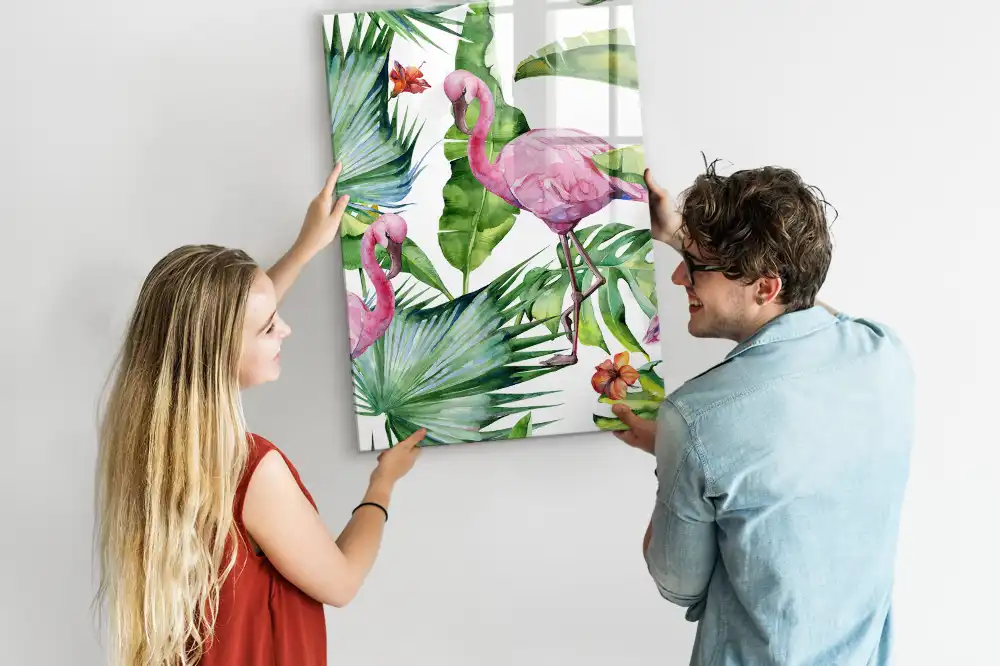 Tableau magnétique artistique motif flamant rose