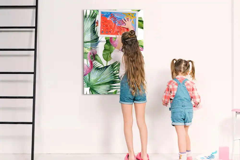Tableau magnétique artistique motif flamant rose