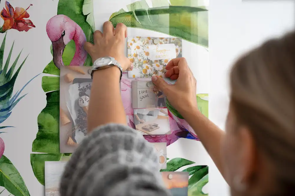 Tableau magnétique artistique motif flamant rose