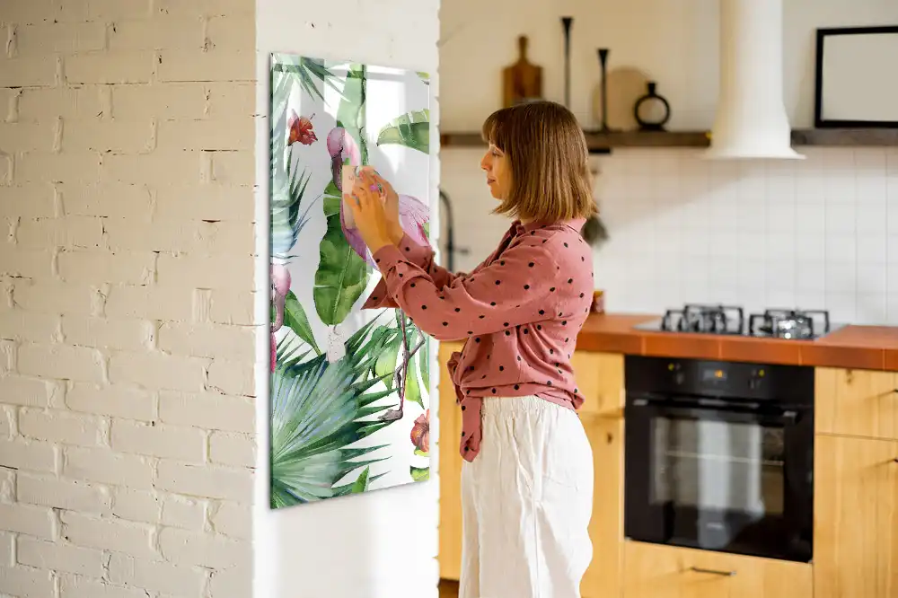 Tableau magnétique artistique motif flamant rose