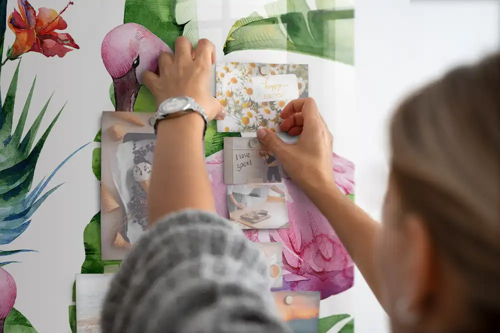 Tableau magnétique artistique motif flamant rose