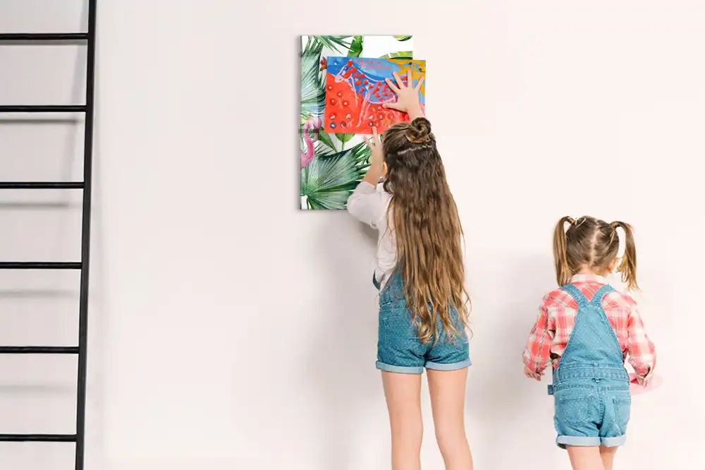 Tableau magnétique artistique motif flamant rose