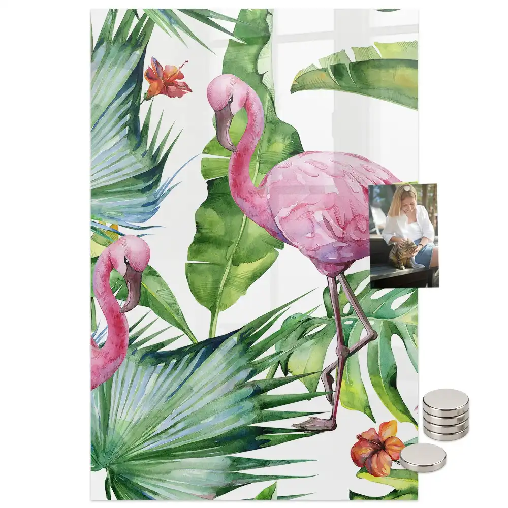 Tableau magnétique artistique motif flamant rose