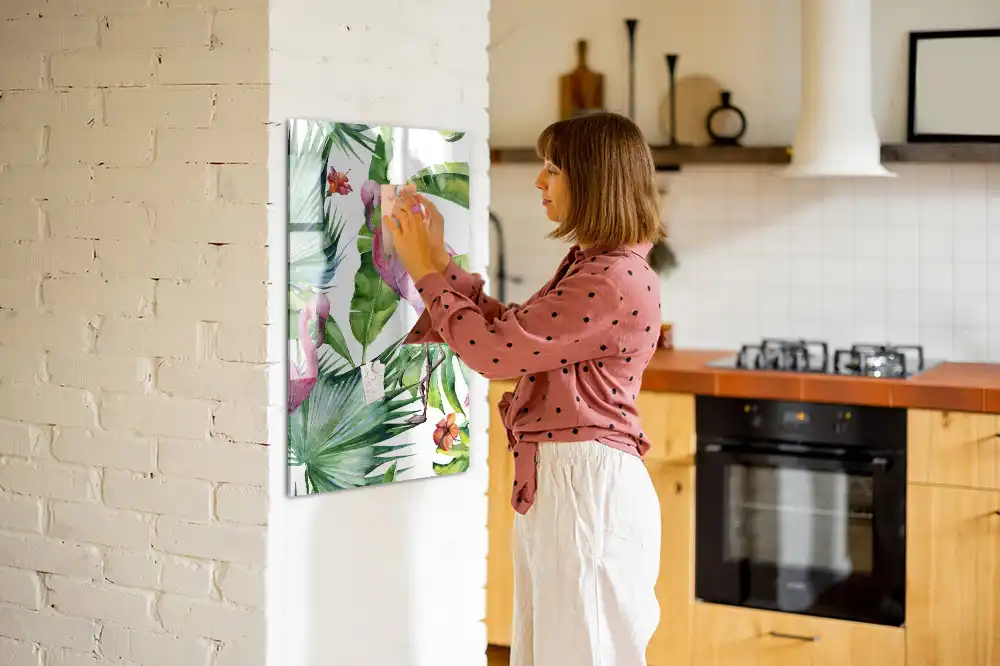 Tableau magnétique artistique motif flamant rose