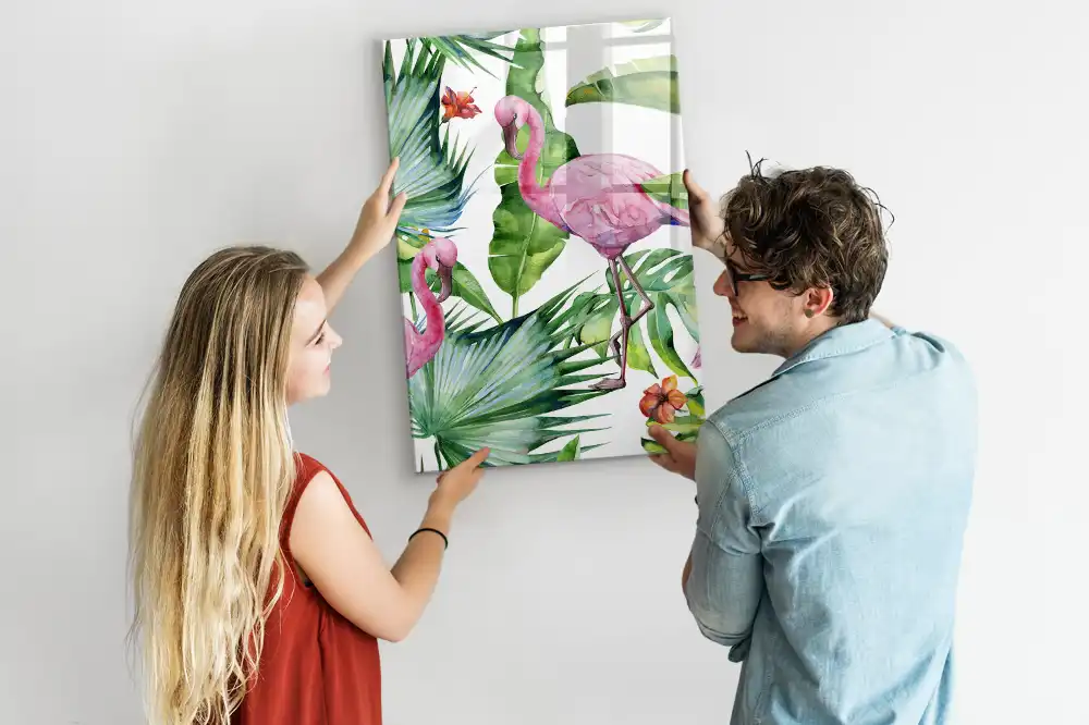 Tableau magnétique artistique motif flamant rose