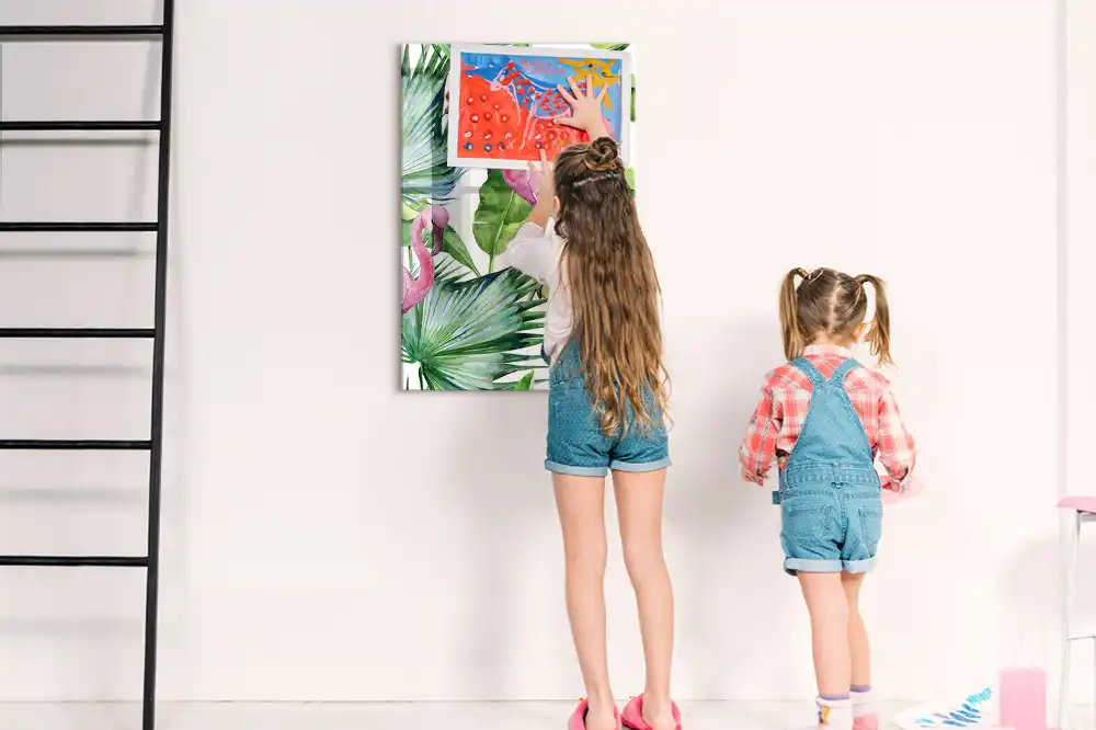 Tableau magnétique artistique motif flamant rose