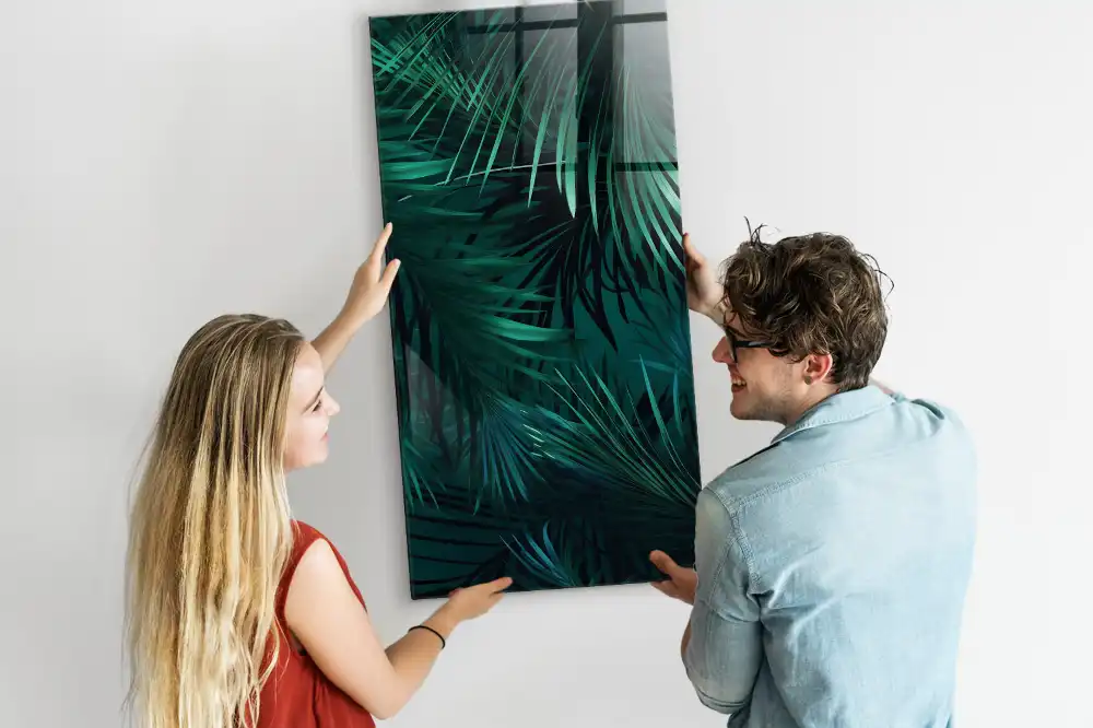Tableau aimanté motif feuilles tropicales
