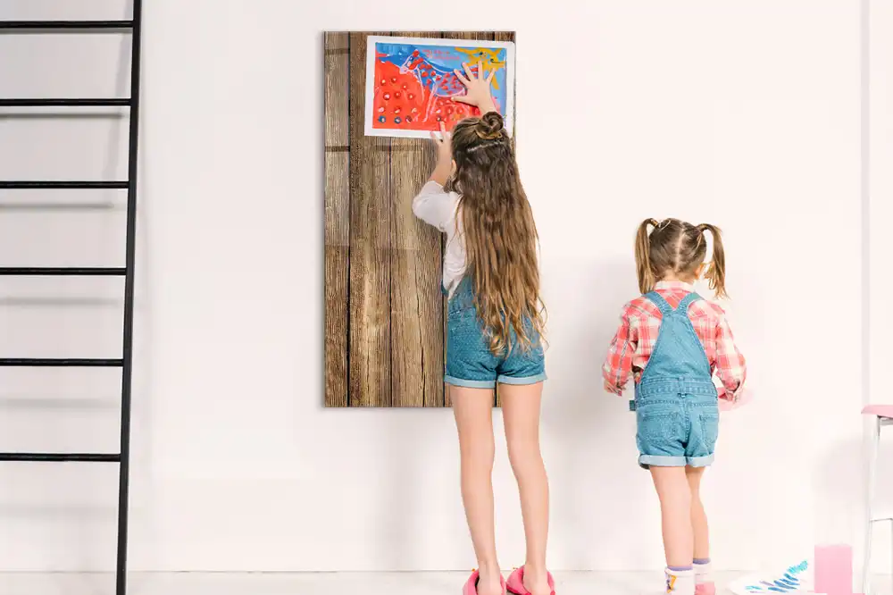 Tableau magnétique mural avec cadre en bois