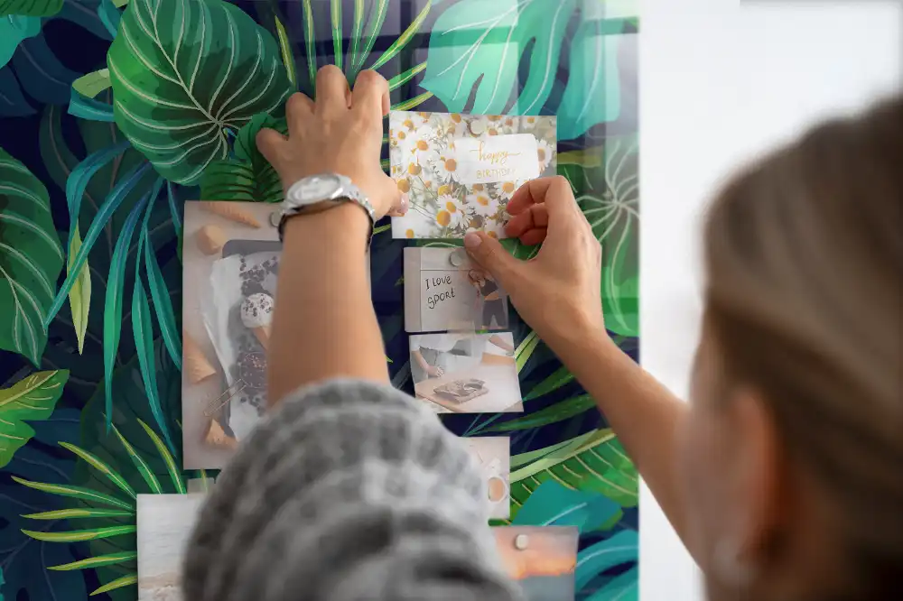 Tableau aimanté à motif de grandes feuilles exotiques