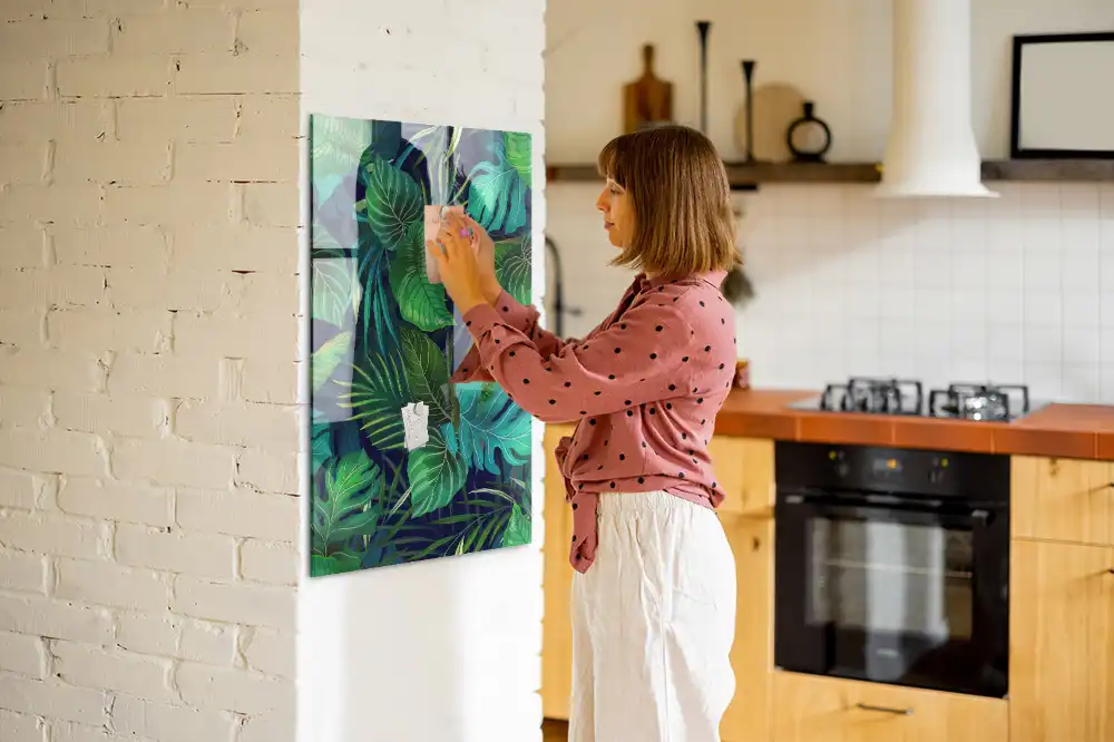 Tableau aimanté à motif de grandes feuilles exotiques
