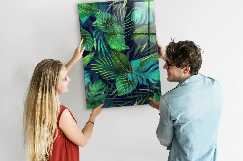 Tableau aimanté à motif de grandes feuilles exotiques