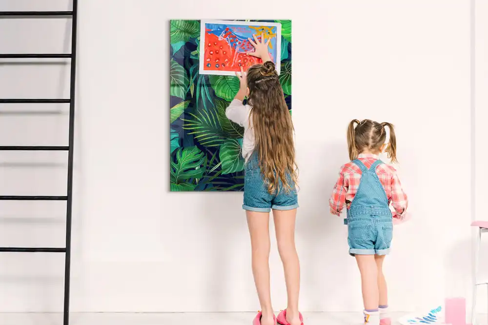 Tableau aimanté à motif de grandes feuilles exotiques