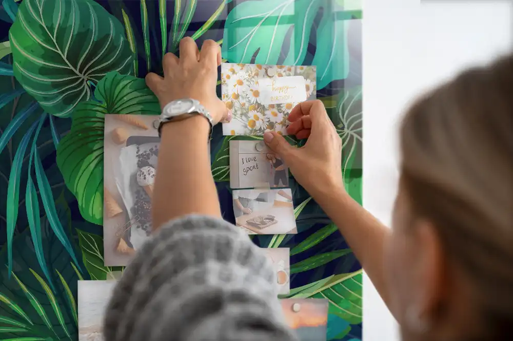 Tableau aimanté à motif de grandes feuilles exotiques