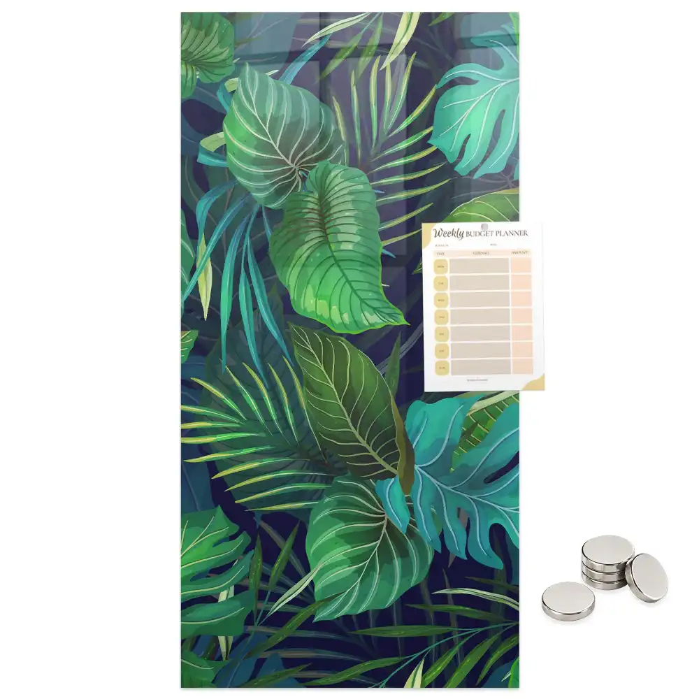 Tableau aimanté à motif de grandes feuilles exotiques