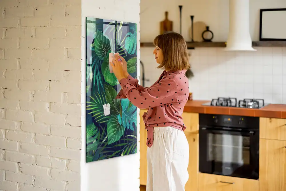 Tableau aimanté à motif de grandes feuilles exotiques