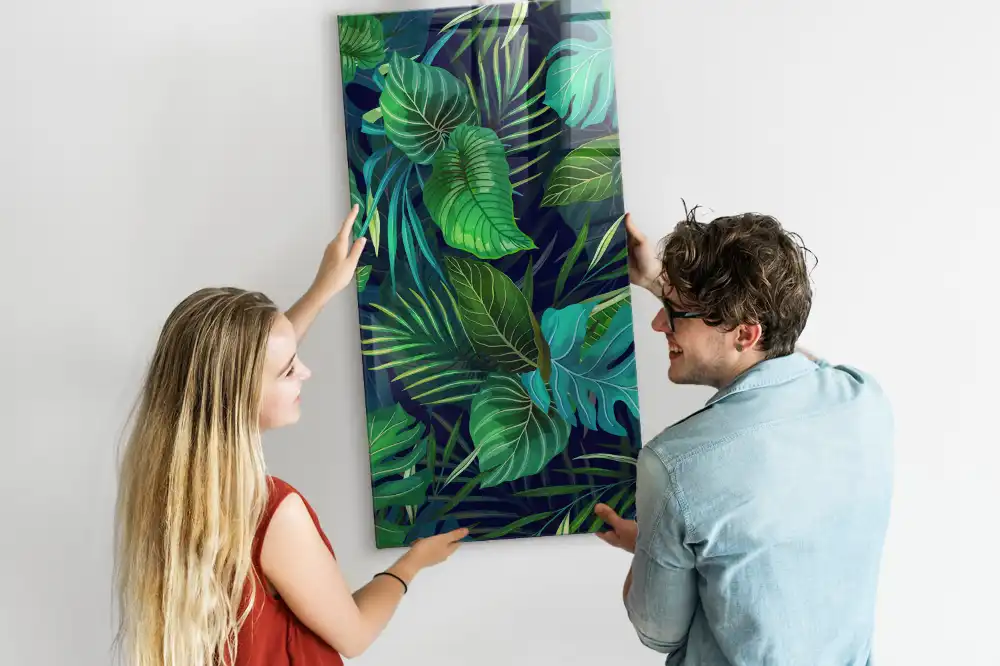 Tableau aimanté à motif de grandes feuilles exotiques