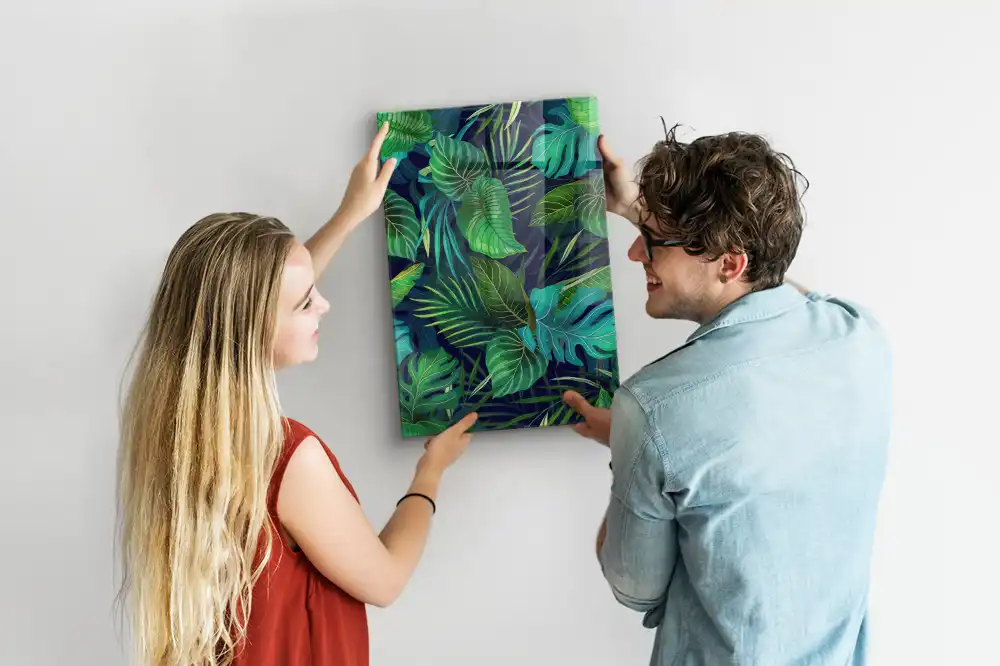 Tableau aimanté à motif de grandes feuilles exotiques