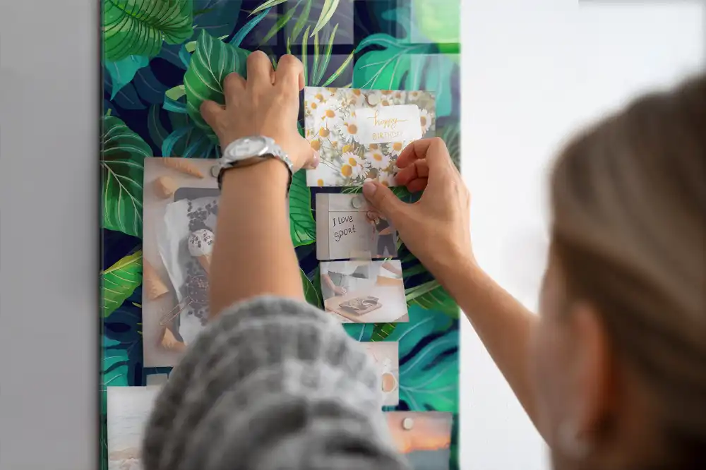 Tableau aimanté à motif de grandes feuilles exotiques