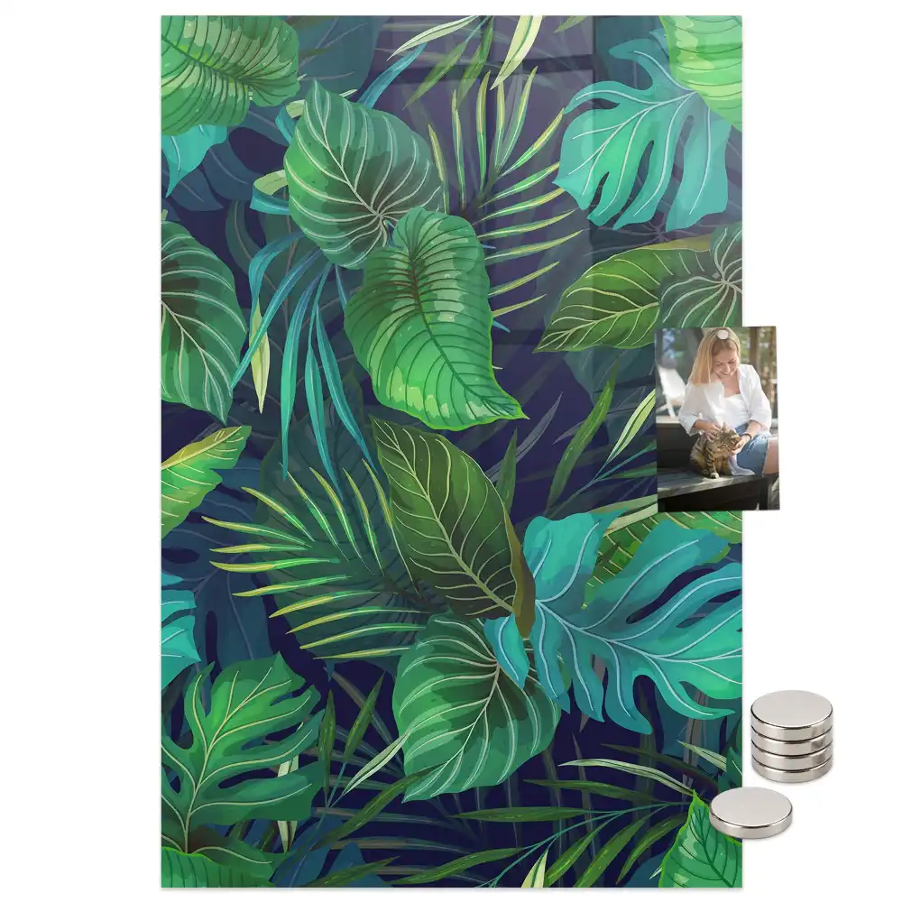 Tableau aimanté à motif de grandes feuilles exotiques