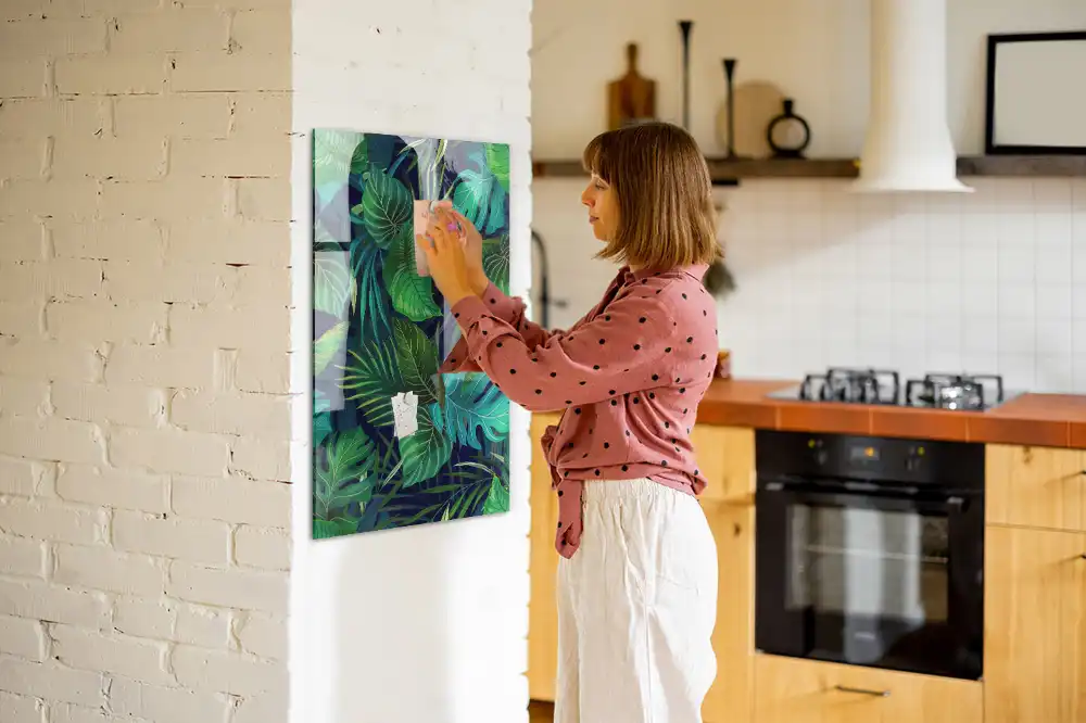 Tableau aimanté à motif de grandes feuilles exotiques